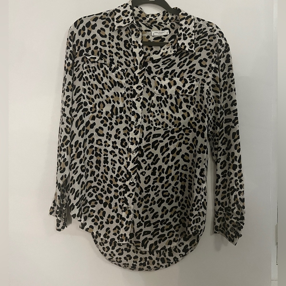 Equipment Signature Silk Shirt XS leopard print 100% silk